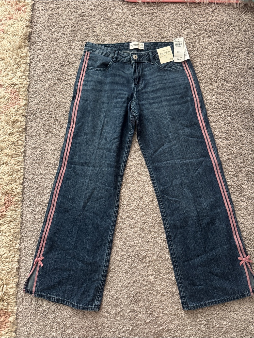 Women’s Dark Blue Jeans with Pink Side Stripe